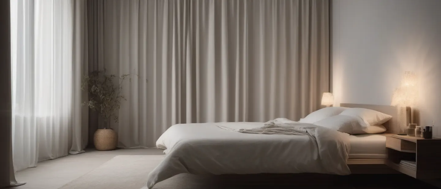 Chambre calme le soir, lampe allumée